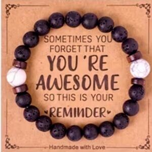 💎4/$20💎Lava Stone w White Turquoise Bracelet